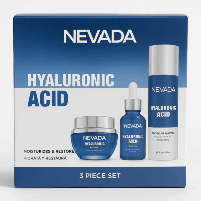 Set de Cuidado Facial Nevada con Ácido Hialurónico – 3 Piezas